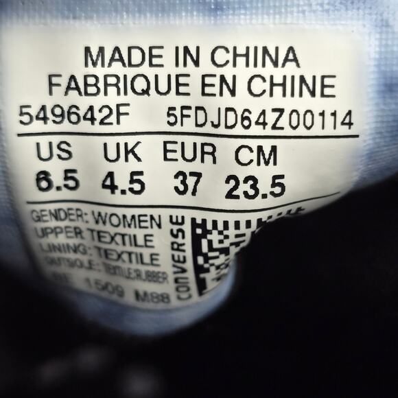 Converse Chuck Taylor All Star Shoes Womens 6.5 Black Jersey Quilted Hi Sneakers - Picture 8 of 8